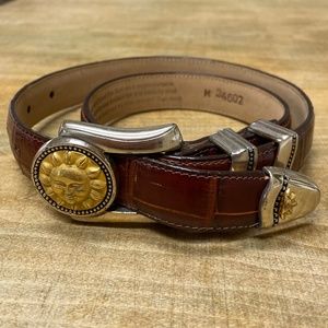 VINTAGE BRIGHTON MUSEUM COLLECTION Brown Leather Gold Silver Trim Sz M 34607